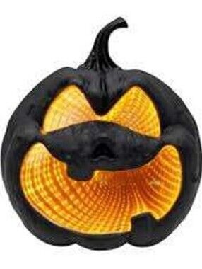 🎃 Ashland Halloween Black LED Infinity Pumpkin Mirror with Orange Lights 🎃